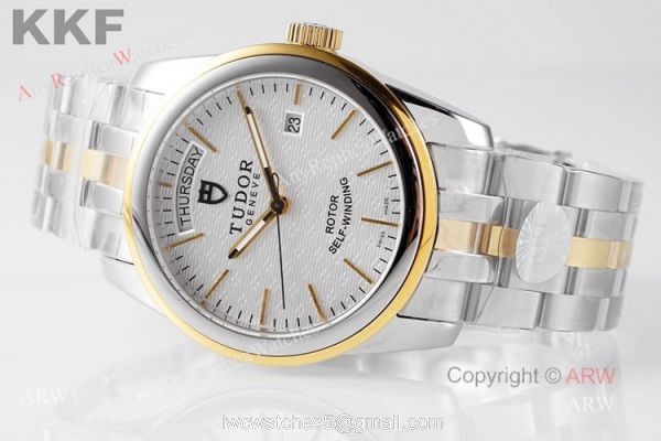 Swiss Replica Tudor Glamour Day Date 39mm White Dial Watch With Stick Markers Swiss Replica Tudor Glamour Day Date 39mm White Dial Watch With Stick Markers