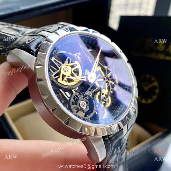 New Replica Roger Dubuis Excalibur 46 Watch Black Hollow Face Men Size New Replica Roger Dubuis Excalibur 46 Watch Black Hollow Face Men Size