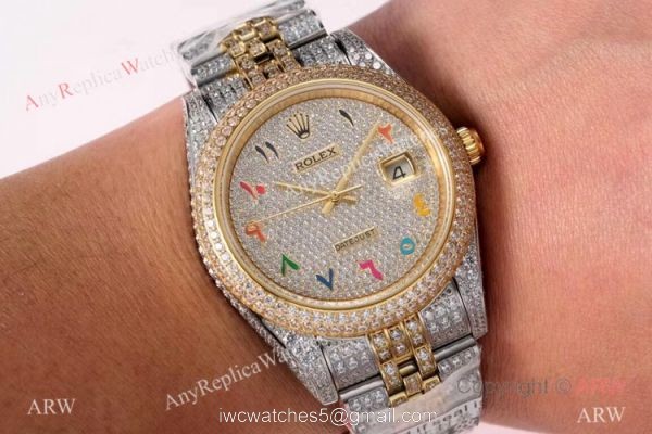 TW Factory Swiss Grade Rolex Datejust 41 Watches 2-Tone Iced Out Case TW Factory Swiss Grade Rolex Datejust 41 Watches 2-Tone Iced Out Case