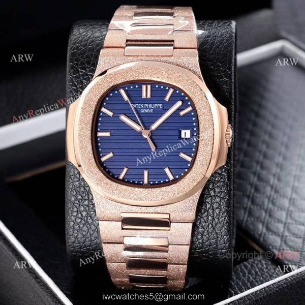 Best Clone Patek Philippe Nautilus Frosted Rose Gold Watches 40mm Best Clone Patek Philippe Nautilus Frosted Rose Gold Watches 40mm