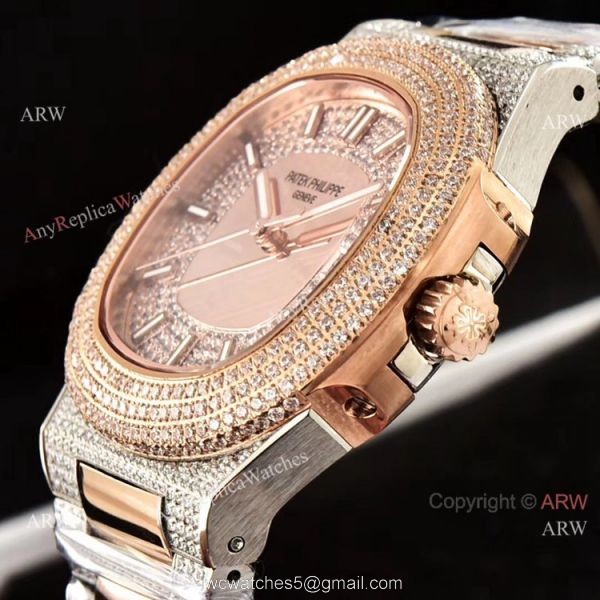 Luxury Patek Philippe Nautilus Full Diamond Automatic Watches Rose Gold Case Luxury Patek Philippe Nautilus Full Diamond Automatic Watches Rose Gold Case