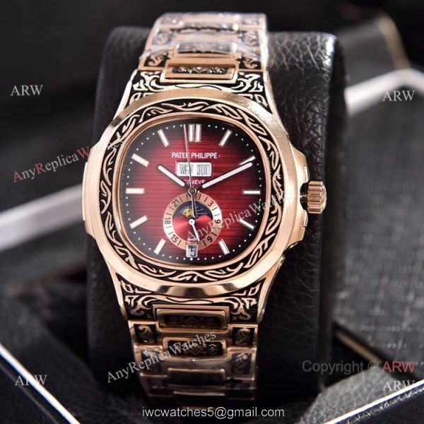 Patek Philippe Annual Calendar Copy Watches Rose Gold Engraving Patek Philippe Annual Calendar Copy Watches Rose Gold Engraving