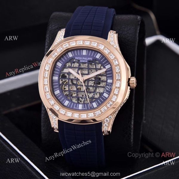 Replica Patek Philippe Aquanaut Diamond Watches Hollow Dial Rose Gold Replica Patek Philippe Aquanaut Diamond Watches Hollow Dial Rose Gold