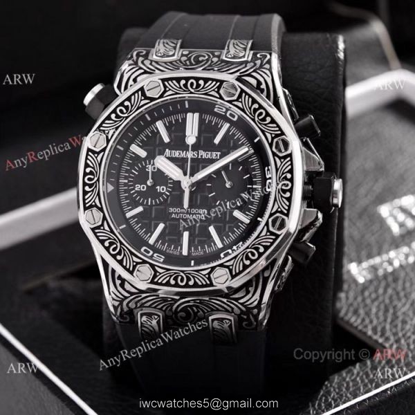 Copy Audemars Piguet Diver Silver Engraving Watches Chronograph 43mm Copy Audemars Piguet Diver Silver Engraving Watches Chronograph 43mm