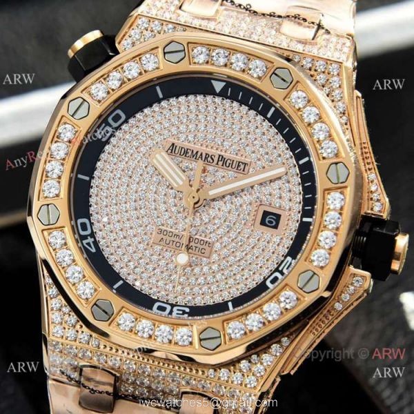 Clone Audemars Piguet Diver Automatic Watches Diamond Case and Face Clone Audemars Piguet Diver Automatic Watches Diamond Case and Face