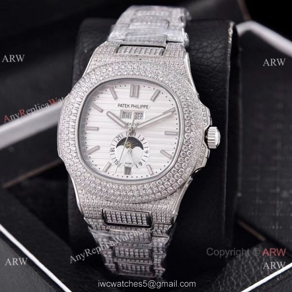Patek Philippe Annual Calendar Full Diamonds Watches Gray Gradient Face 41mm Patek Philippe Annual Calendar Full Diamonds Watches Gray Gradient Face 41mm