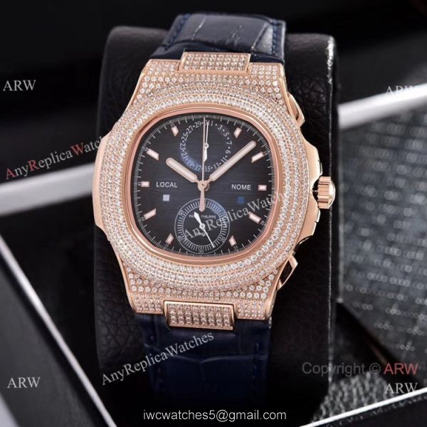 Japan Grade Patek Philippe Nautilus Diamonds Watches Rose Gold White Face Japan Grade Patek Philippe Nautilus Diamonds Watches Rose Gold White Face