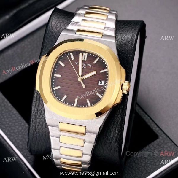 Knockoff Patek Philippe Nautilus 40mm Watches Two Tone Gray Dial Knockoff Patek Philippe Nautilus 40mm Watches Two Tone Gray Dial