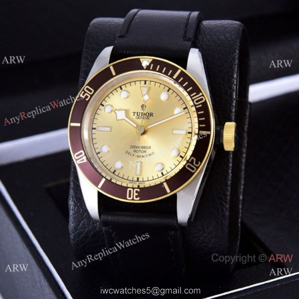 Clone Tudor Heritage Black Bay Watches Two Tone Leather Strap Clone Tudor Heritage Black Bay Watches Two Tone Leather Strap