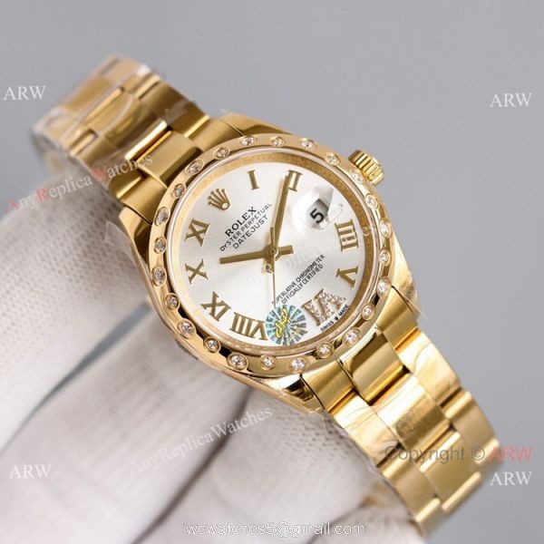 Swiss AAA Replica Rolex Datejust Gold Oyster Watch 31mm White MOP Dial Swiss AAA Replica Rolex Datejust Gold Oyster Watch 31mm White MOP Dial