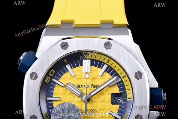 JF Factory V8 1:1 Best Audemars Piguet Divers Watch Yellow Dial 3120 Movement JF Factory V8 1:1 Best Audemars Piguet Divers Watch Yellow Dial 3120 Movement