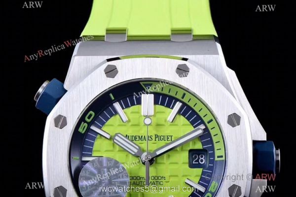 JF Factory V8 1:1 Best Audemars Piguet Divers Watch Green Rubber Strap JF Factory V8 1:1 Best Audemars Piguet Divers Watch Green Rubber Strap