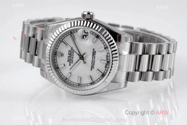 Swiss Clone Rolex Datejust President 31mm Stainless Steel White Dial Swiss Clone Rolex Datejust President 31mm Stainless Steel White Dial