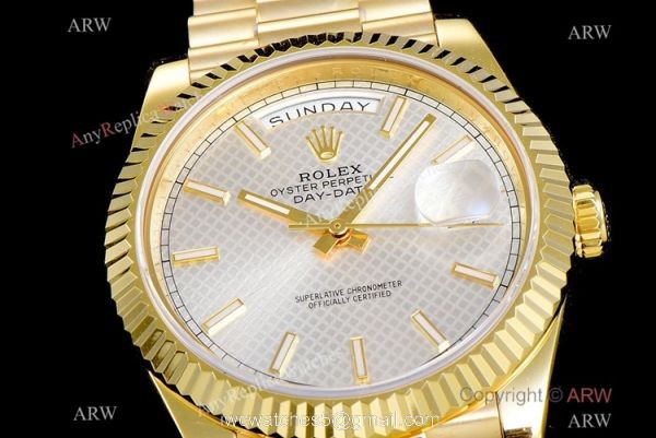 (GM Factory) Rolex Day-Date 40 Swiss 2836-2 Copy Watch Silver Grid dial (GM Factory) Rolex Day-Date 40 Swiss 2836-2 Copy Watch Silver Grid dial