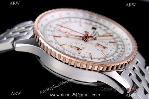 Swiss Grade Breitling Navitimer 1 Chronograph KOR A7750 Copy Watch Rose Gold Bezel White Dial Swiss Grade Breitling Navitimer 1 Chronograph KOR A7750 Copy Watch Rose Gold Bezel White Dial