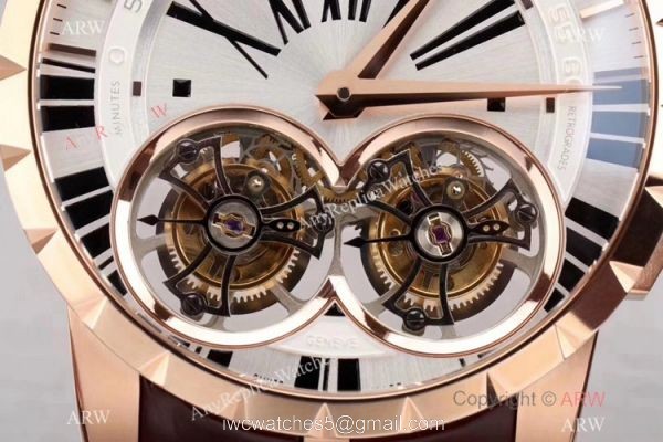 Super Clone Roger Dubuis RDDBEX0249 Double Tourbillon Men Watch Silver Dial Rose Gold Super Clone Roger Dubuis RDDBEX0249 Double Tourbillon Men Watch Silver Dial Rose Gold