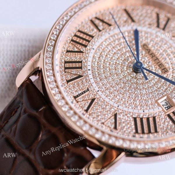 TW Swiss Relica Cartier Ronde Solo de Cartier Iced Out Watch Full Diamond Dial Roman Markers TW Swiss Relica Cartier Ronde Solo de Cartier Iced Out Watch Full Diamond Dial Roman Markers
