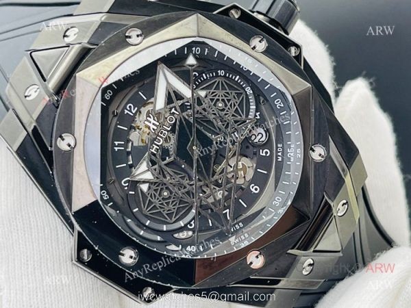 HB Factory New Hublot Big Bang Sang Bleu All Black Replica Watches 45mm HB Factory New Hublot Big Bang Sang Bleu All Black Replica Watches 45mm