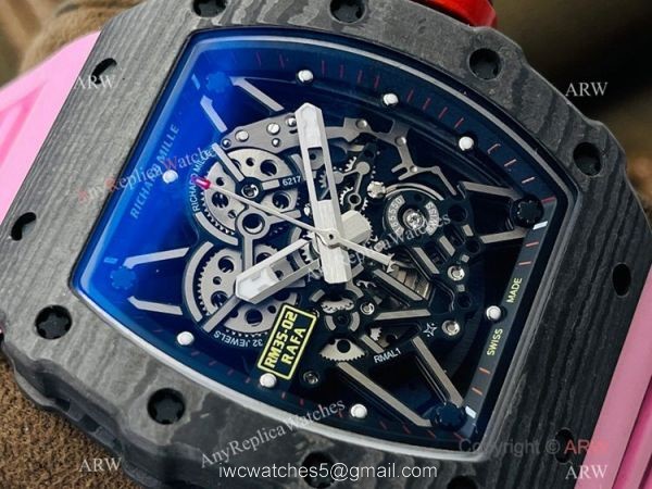 RM Factory Swiss Richard Mille RM 35-02 Rafael Nadal Watch Carbon NTPT Case Pink Rubber Strap RM Factory Swiss Richard Mille RM 35-02 Rafael Nadal Watch Carbon NTPT Case Pink Rubber Strap