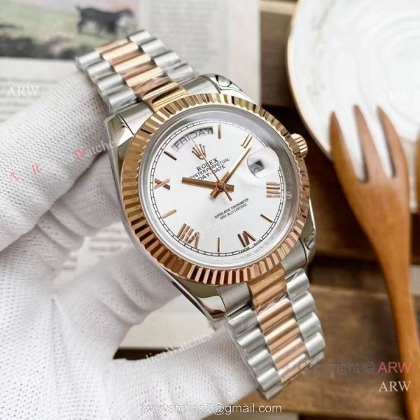 Copy Rolex Day-Date President Watches 2-Tone Rose Gold Green Dial 40mm Copy Rolex Day-Date President Watches 2-Tone Rose Gold Green Dial 40mm