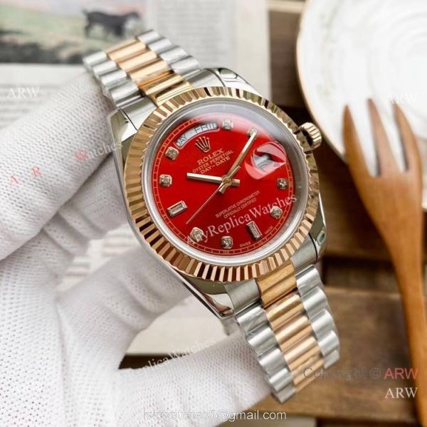 Replica Rolex Day Date 40mm Watches Two Tone Rose Gold New Dial Replica Rolex Day Date 40mm Watches Two Tone Rose Gold New Dial