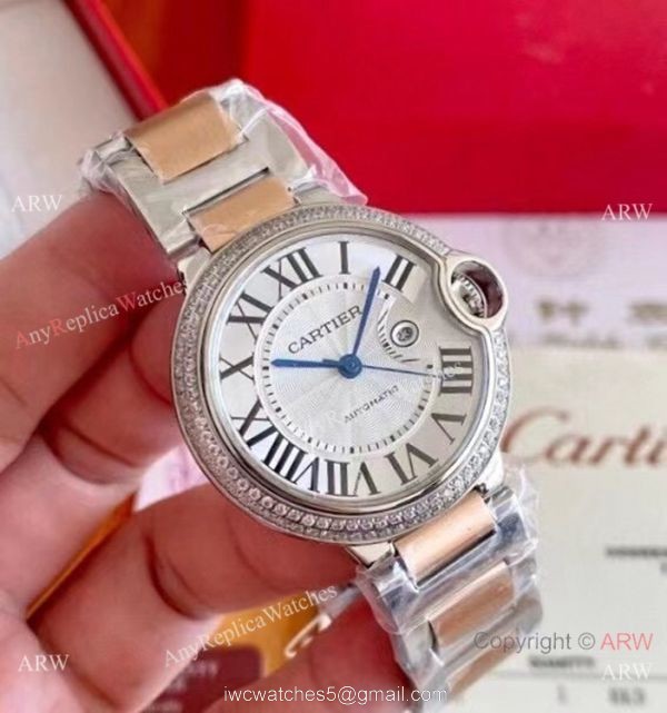 Clone Cartier Ballon Bleu Automatic Movement Watch 2-Tone Rose Gold Diamond Clone Cartier Ballon Bleu Automatic Movement Watch 2-Tone Rose Gold Diamond
