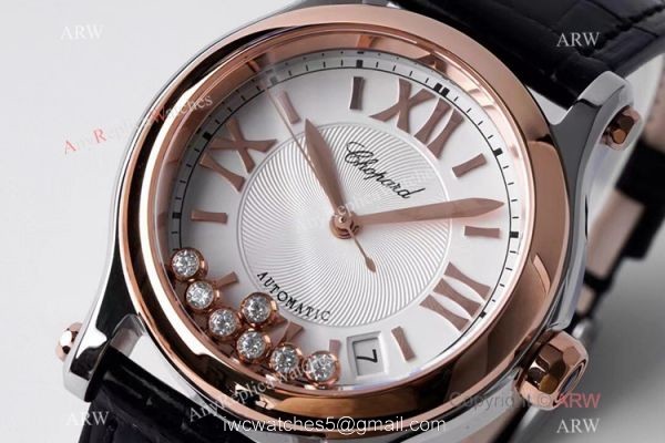 AF Factory 1:1 Replica Chopard Happy Sport Watch Rose Gold Bezel 36mm Size AF Factory 1:1 Replica Chopard Happy Sport Watch Rose Gold Bezel 36mm Size