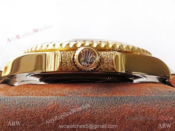 (ROF) Swiss Rolex GMT-Master II Custom Made Watch Diamond Bezel All Gold 40mm (ROF) Swiss Rolex GMT-Master II Custom Made Watch Diamond Bezel All Gold 40mm