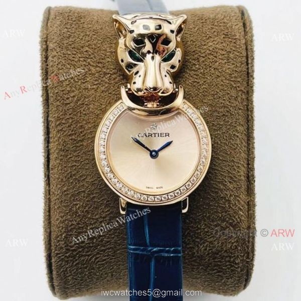 New! Copy Cartier Panthere Rose Gold Diamond Watches Swiss Quartz Women Size New! Copy Cartier Panthere Rose Gold Diamond Watches Swiss Quartz Women Size