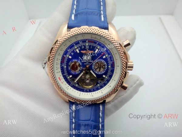 Copy Breitling Bentley Tourbillon Rose Gold Watch Blue Dial Copy Breitling Bentley Tourbillon Rose Gold Watch Blue Dial