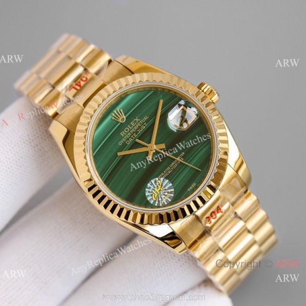 New! Swiss Grade Copy Rolex Datejust Malachite Dial Yellow Gold Watch 36mm New! Swiss Grade Copy Rolex Datejust Malachite Dial Yellow Gold Watch 36mm