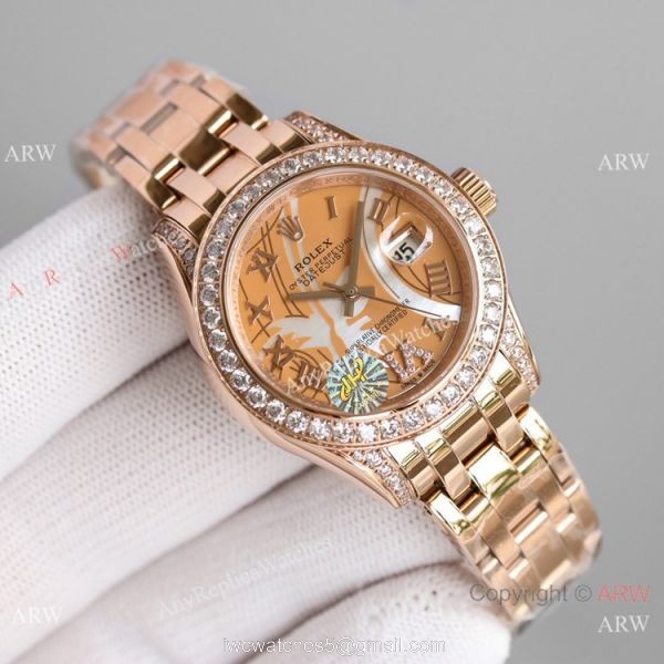 JH Factory Replica Rolex Pearlmaster 81285 Rose Gold Watch 34mm JH Factory Replica Rolex Pearlmaster 81285 Rose Gold Watch 34mm