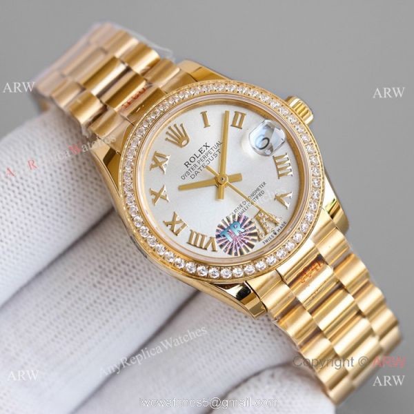 TR Factory 904L Steel Rolex Datejust 31mm Watch President Yellow Gold Diamond Bezel TR Factory 904L Steel Rolex Datejust 31mm Watch President Yellow Gold Diamond Bezel