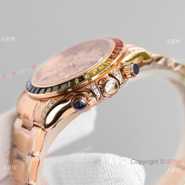 2021 NEW! Swiss Copy Rolex Daytona JH 7750 Watch Rainbow Rose Gold Full Diamond Dial 2021 NEW! Swiss Copy Rolex Daytona JH 7750 Watch Rainbow Rose Gold Full Diamond Dial