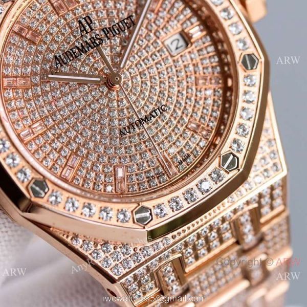 Best Audemars Piguet Royal Oak Rose Gold Full Diamond Automatic Watch 41mm Best Audemars Piguet Royal Oak Rose Gold Full Diamond Automatic Watch 41mm