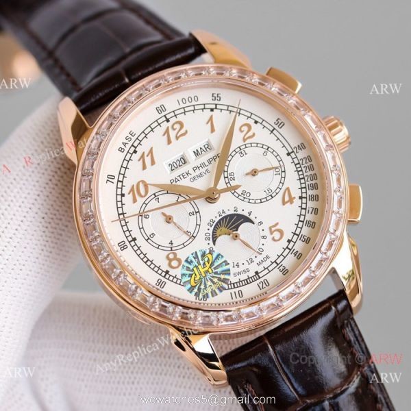 JH Swiss Replica Patek Philippe Perpetual Calendar Chronograph 5270z Watch Rose Gold Diamond Bezel JH Swiss Replica Patek Philippe Perpetual Calendar Chronograph 5270z Watch Rose Gold Diamond Bezel