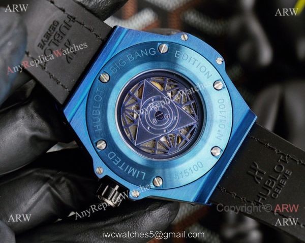 New Replica Hublot Big Bang Sang Bleu Watches Iced Out Blue Dial New Replica Hublot Big Bang Sang Bleu Watches Iced Out Blue Dial