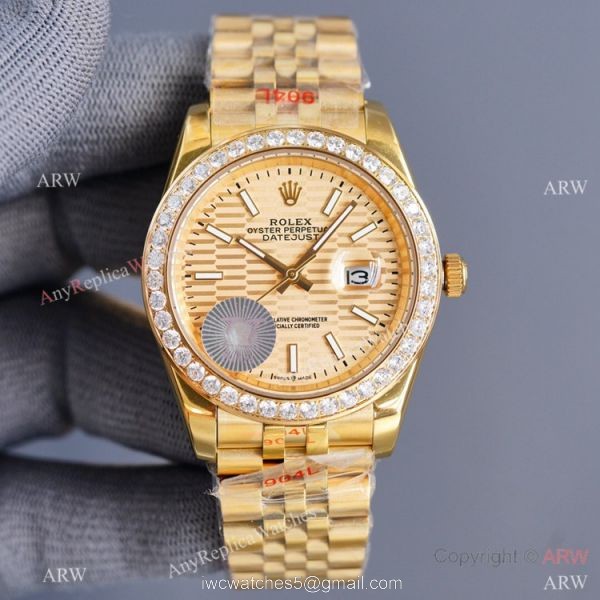 Swiss Quality Copy Rolex Datejust 41mm Watch All Gold Diamond Bezel Motif Dial Swiss Quality Copy Rolex Datejust 41mm Watch All Gold Diamond Bezel Motif Dial