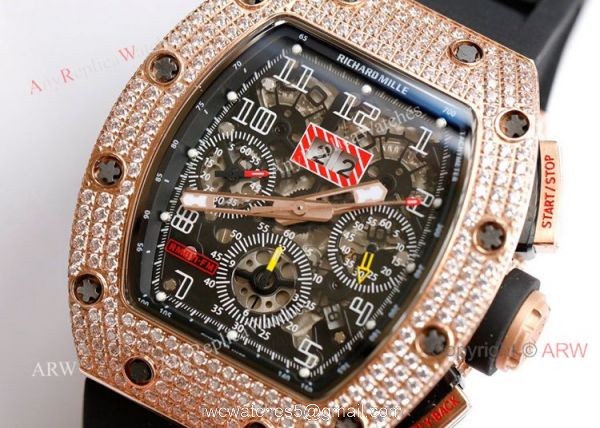 RM 011-FM Felipe Massa Rose Gold Diamond Richard Mille Knockoff Watches Asia 7750 RM 011-FM Felipe Massa Rose Gold Diamond Richard Mille Knockoff Watches Asia 7750