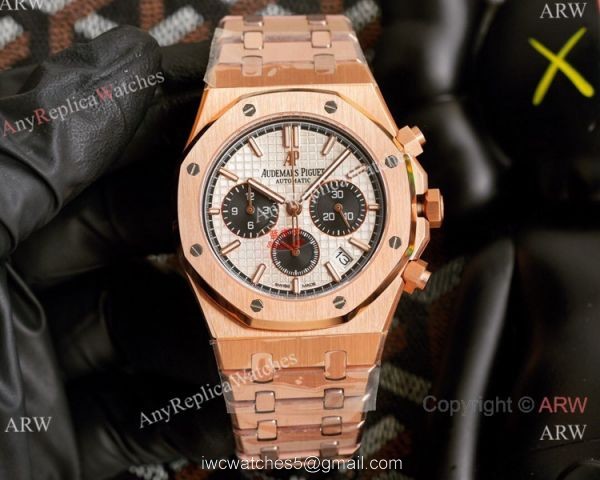 Knockoff Audemars Piguet Royal Oak Rose Gold Chronograph White Dial Watches 42mm Knockoff Audemars Piguet Royal Oak Rose Gold Chronograph White Dial Watches 42mm