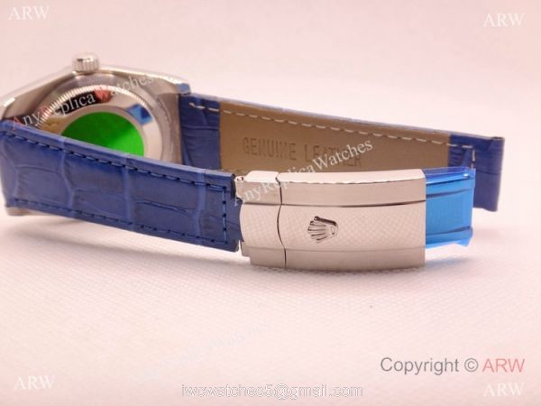Low Price Replica Rolex Day-Date Blue Face Blue Leather Strap Watch 36mm Low Price Replica Rolex Day-Date Blue Face Blue Leather Strap Watch 36mm