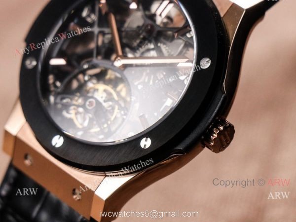 Rose Gold Hublot Classic Fusion Skeleton Tourbillon Black Bezel Watch Best Replica Rose Gold Hublot Classic Fusion Skeleton Tourbillon Black Bezel Watch Best Replica