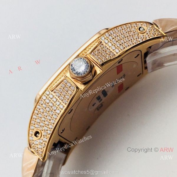 Best Copy Cartier Santos 100 Diamond Watch White Dial With Roman Markers Best Copy Cartier Santos 100 Diamond Watch White Dial With Roman Markers