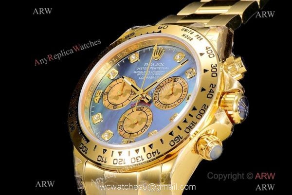 JH Factory Copy Rolex Daytona JH Swiss 4130 Watch Blue MOP Face Yellow Gold 40mm NEW JH Factory Copy Rolex Daytona JH Swiss 4130 Watch Blue MOP Face Yellow Gold 40mm NEW