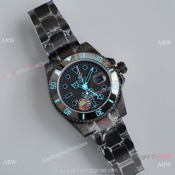Swiss Copy Rolex Blaken Submariner Watch Blue Markers 40mm Swiss Copy Rolex Blaken Submariner Watch Blue Markers 40mm