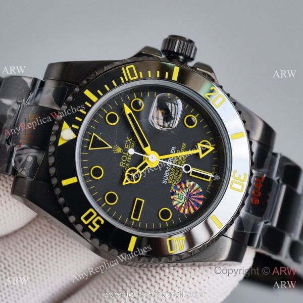 Swiss Copy Rolex Blaken Submariner Watch Gold Markers 904L Steel 40mm Swiss Copy Rolex Blaken Submariner Watch Gold Markers 904L Steel 40mm