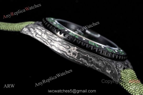 2021 Rolex DiW GMT-Master II Custom Watch JH Cal.3186 Forged Carbon Green Nylon Strap 2021 Rolex DiW GMT-Master II Custom Watch JH Cal.3186 Forged Carbon Green Nylon Strap