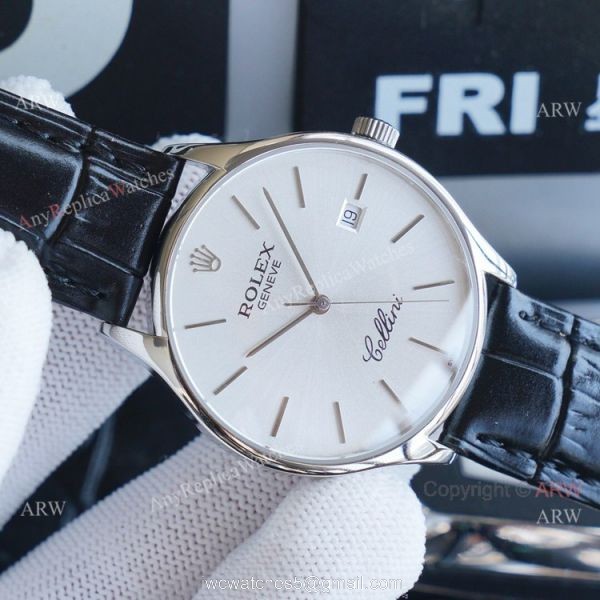 High Copy Vintage Rolex Cellini Stainless Steel Watch With A Brown Leather Strap High Copy Vintage Rolex Cellini Stainless Steel Watch With A Brown Leather Strap