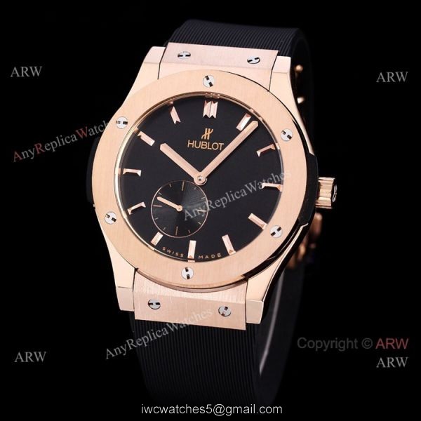 Mens Hublot Classic Fusion 42mm Black Dial Black Leather Strap Watch Replica Mens Hublot Classic Fusion 42mm Black Dial Black Leather Strap Watch Replica