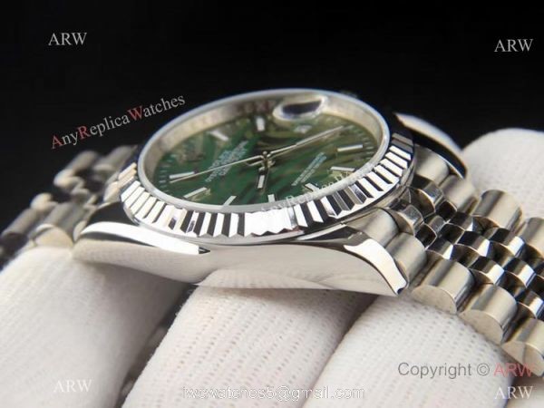2021 Copy Rolex Datejust 36 Stainless Steel Green Palm Motif Dial Jubilee Watch 2021 Copy Rolex Datejust 36 Stainless Steel Green Palm Motif Dial Jubilee Watch